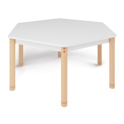 ΤΡΑΠΕΖΙ ΕΞΑΓΩΝΟ CLASSIC WOOD COLORI - ΛΕΥΚΟ