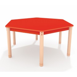 ΤΡΑΠΕΖΙ ΕΞΑΓΩΝΟ CLASSIC WOOD COLORI - ΚΟΚΚΙΝΟ