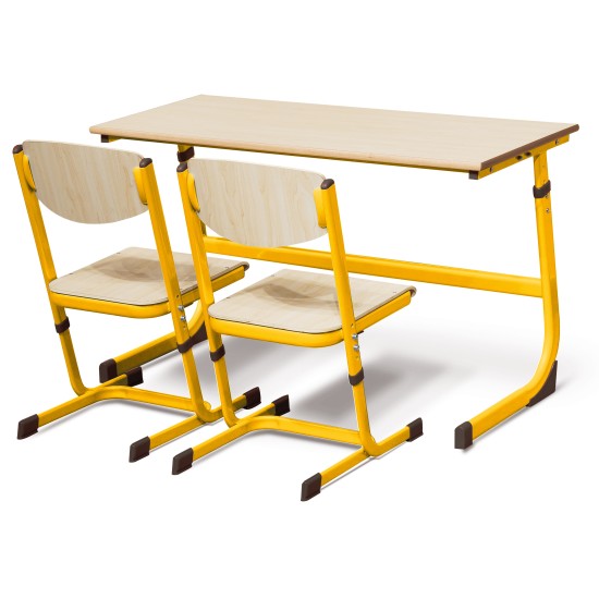 STUDENT ADJUSTABLE DESK TWO STUDENTS DESK 2-4 YELLOW