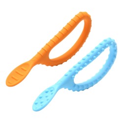 DUO TEXTURED LOOP SENSORY SPOONS ORANGE/LIGHT BLUE