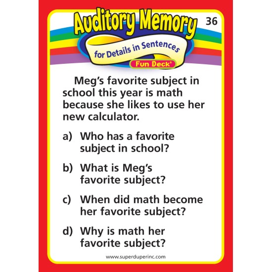 AUDITORY MEMORY FOR DETAILS IN SENTENCES