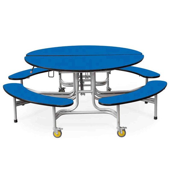 ROUND MOBILE FOLDING TABLE SEATING UNIT